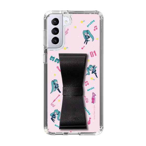Slim Protection Case - STAND & RING RIBBON Black［ HATSUNE MIKU - Ribbon - Instrumental - Pink ］