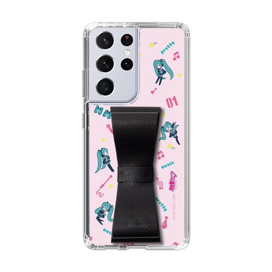 Slim Protection Case - STAND & RING RIBBON Black［ HATSUNE MIKU - Ribbon - Instrumental - Pink ］