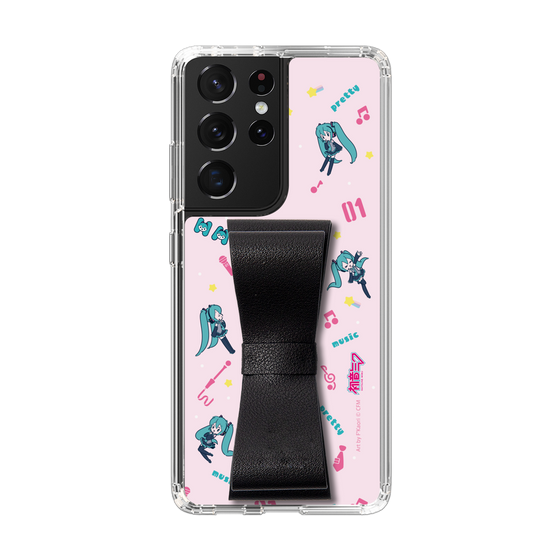 Slim Protection Case - STAND & RING RIBBON Black［ HATSUNE MIKU - Ribbon - Instrumental - Pink ］