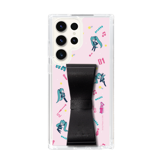 Slim Protection Case - STAND & RING RIBBON Black［ HATSUNE MIKU - Ribbon - Instrumental - Pink ］
