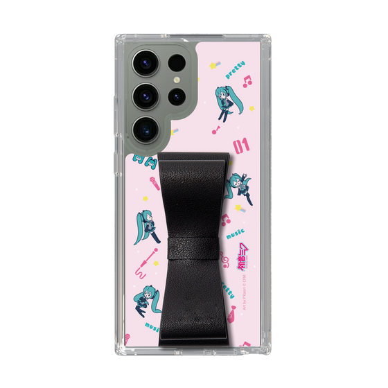 Slim Protection Case - STAND & RING RIBBON Black［ HATSUNE MIKU - Ribbon - Instrumental - Pink ］