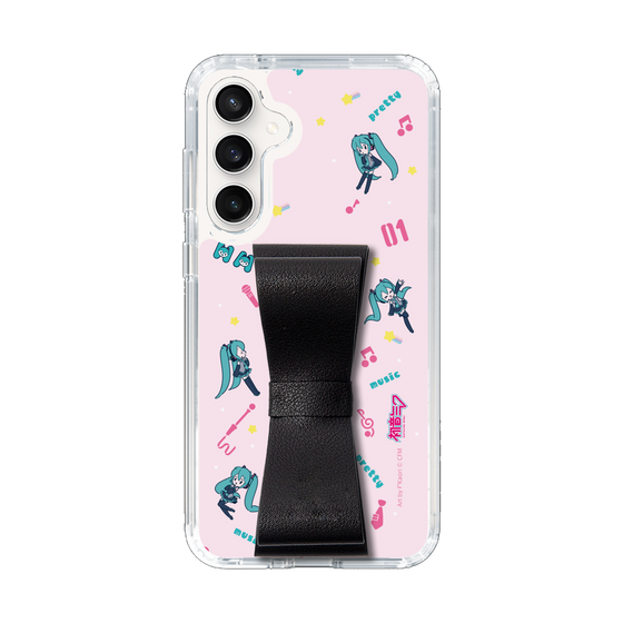 Slim Protection Case - STAND & RING RIBBON Black［ HATSUNE MIKU - Ribbon - Instrumental - Pink ］