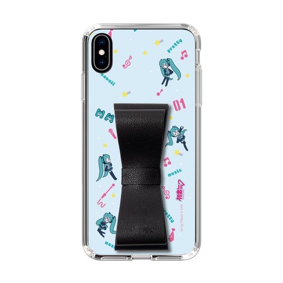 Slim Protection Case - STAND & RING RIBBON Black［ HATSUNE MIKU - Ribbon - Instrumental - Blue ］