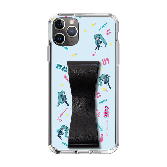 Slim Protection Case - STAND & RING RIBBON Black［ HATSUNE MIKU - Ribbon - Instrumental - Blue ］