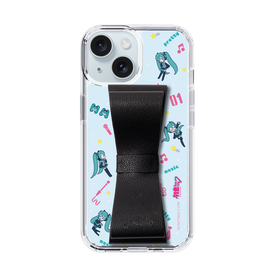 Slim Protection Case - STAND & RING RIBBON Black［ HATSUNE MIKU - Ribbon - Instrumental - Blue ］