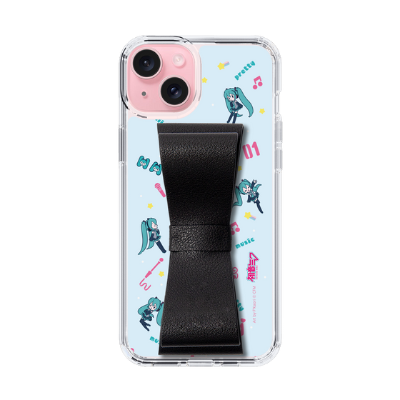 Slim Protection Case - STAND & RING RIBBON Black［ HATSUNE MIKU - Ribbon - Instrumental - Blue ］