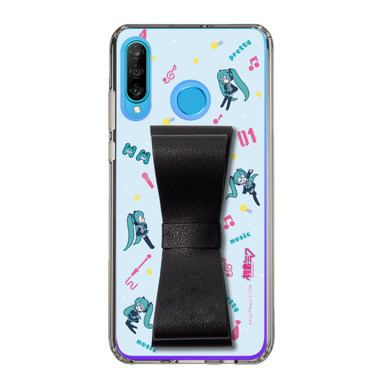 Slim Protection Case - STAND & RING RIBBON Black［ HATSUNE MIKU - Ribbon - Instrumental - Blue ］