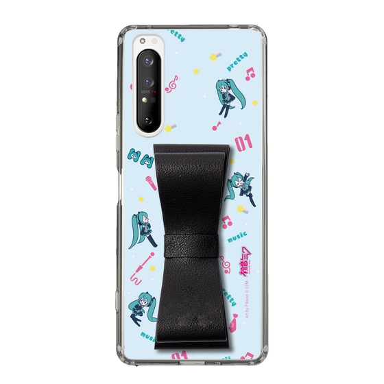 Slim Protection Case - STAND & RING RIBBON Black［ HATSUNE MIKU - Ribbon - Instrumental - Blue ］