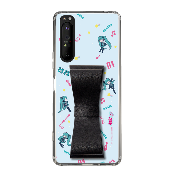 Slim Protection Case - STAND & RING RIBBON Black［ HATSUNE MIKU - Ribbon - Instrumental - Blue ］