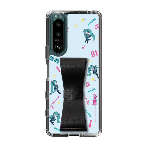 Slim Protection Case - STAND & RING RIBBON Black［ HATSUNE MIKU - Ribbon - Instrumental - Blue ］