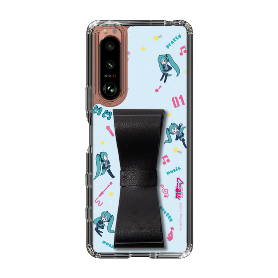 Slim Protection Case - STAND & RING RIBBON Black［ HATSUNE MIKU - Ribbon - Instrumental - Blue ］