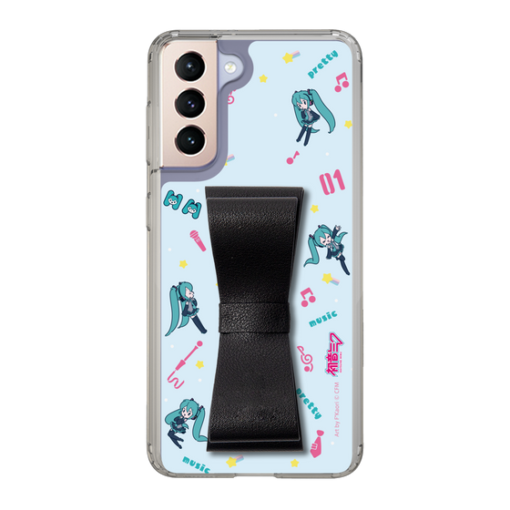 Slim Protection Case - STAND & RING RIBBON Black［ HATSUNE MIKU - Ribbon - Instrumental - Blue ］