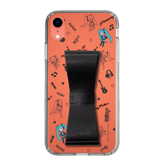 Slim Protection Case - STAND & RING RIBBON Black［ HATSUNE MIKU - Ribbon - Instrumental - Monochrome ］
