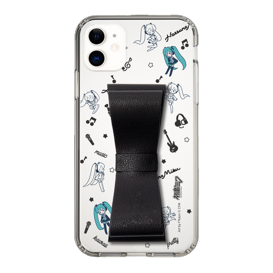 Slim Protection Case - STAND & RING RIBBON Black［ HATSUNE MIKU - Ribbon - Instrumental - Monochrome ］
