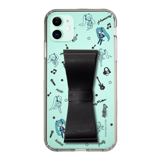 Slim Protection Case - STAND & RING RIBBON Black［ HATSUNE MIKU - Ribbon - Instrumental - Monochrome ］