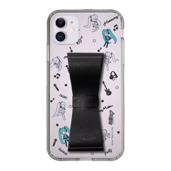 Slim Protection Case - STAND & RING RIBBON Black［ HATSUNE MIKU - Ribbon - Instrumental - Monochrome ］