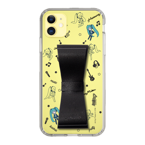 Slim Protection Case - STAND & RING RIBBON Black［ HATSUNE MIKU - Ribbon - Instrumental - Monochrome ］