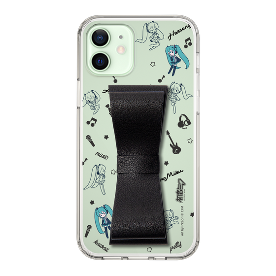 Slim Protection Case - STAND & RING RIBBON Black［ HATSUNE MIKU - Ribbon - Instrumental - Monochrome ］