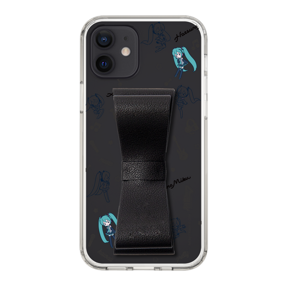 Slim Protection Case - STAND & RING RIBBON Black［ HATSUNE MIKU - Ribbon - Instrumental - Monochrome ］