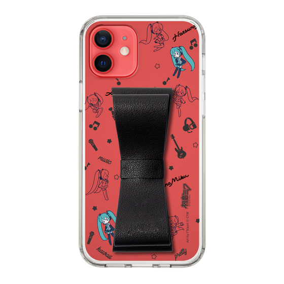 Slim Protection Case - STAND & RING RIBBON Black［ HATSUNE MIKU - Ribbon - Instrumental - Monochrome ］