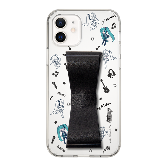 Slim Protection Case - STAND & RING RIBBON Black［ HATSUNE MIKU - Ribbon - Instrumental - Monochrome ］
