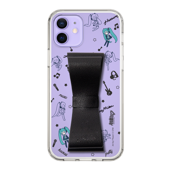 Slim Protection Case - STAND & RING RIBBON Black［ HATSUNE MIKU - Ribbon - Instrumental - Monochrome ］