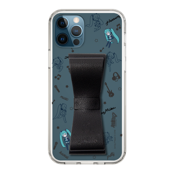 Slim Protection Case - STAND & RING RIBBON Black［ HATSUNE MIKU - Ribbon - Instrumental - Monochrome ］