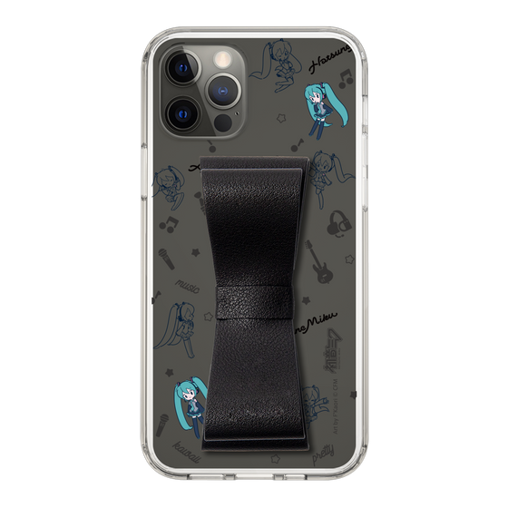 Slim Protection Case - STAND & RING RIBBON Black［ HATSUNE MIKU - Ribbon - Instrumental - Monochrome ］