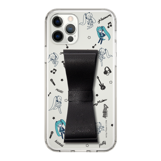 Slim Protection Case - STAND & RING RIBBON Black［ HATSUNE MIKU - Ribbon - Instrumental - Monochrome ］