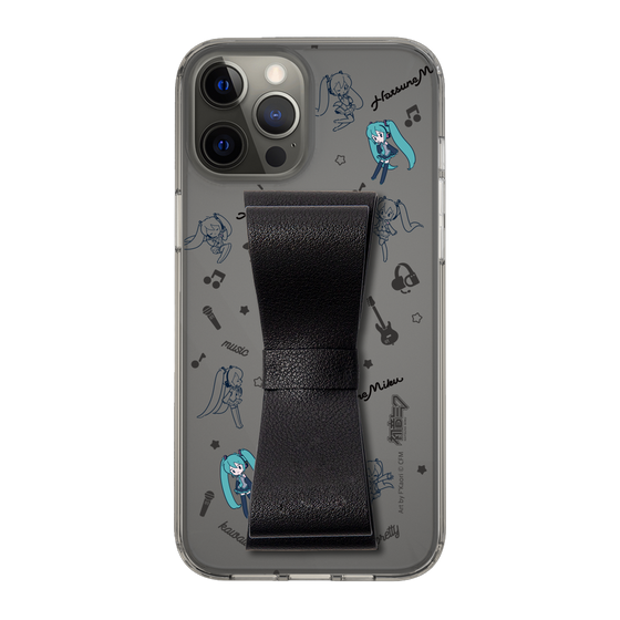 Slim Protection Case - STAND & RING RIBBON Black［ HATSUNE MIKU - Ribbon - Instrumental - Monochrome ］