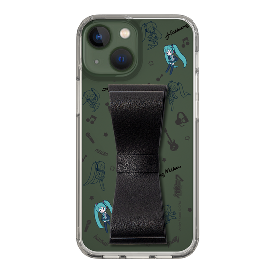 Slim Protection Case - STAND & RING RIBBON Black［ HATSUNE MIKU - Ribbon - Instrumental - Monochrome ］