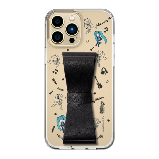 Slim Protection Case - STAND & RING RIBBON Black［ HATSUNE MIKU - Ribbon - Instrumental - Monochrome ］