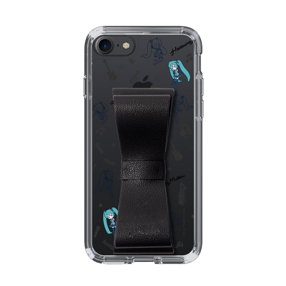 Slim Protection Case - STAND & RING RIBBON Black［ HATSUNE MIKU - Ribbon - Instrumental - Monochrome ］