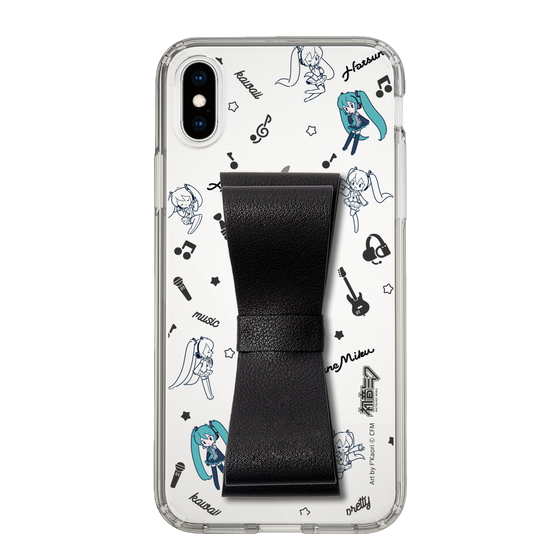 Slim Protection Case - STAND & RING RIBBON Black［ HATSUNE MIKU - Ribbon - Instrumental - Monochrome ］