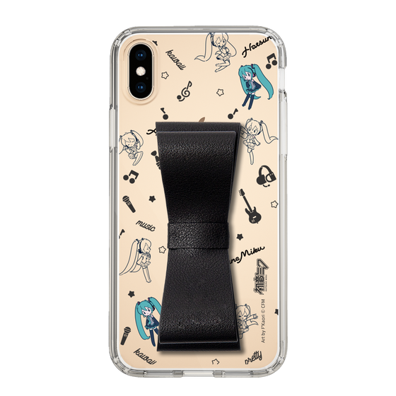 Slim Protection Case - STAND & RING RIBBON Black［ HATSUNE MIKU - Ribbon - Instrumental - Monochrome ］