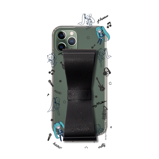 Slim Protection Case - STAND & RING RIBBON Black［ HATSUNE MIKU - Ribbon - Instrumental - Monochrome ］