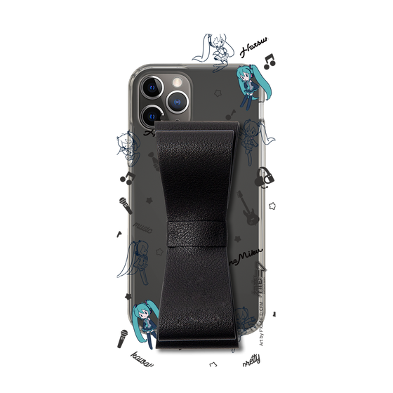 Slim Protection Case - STAND & RING RIBBON Black［ HATSUNE MIKU - Ribbon - Instrumental - Monochrome ］