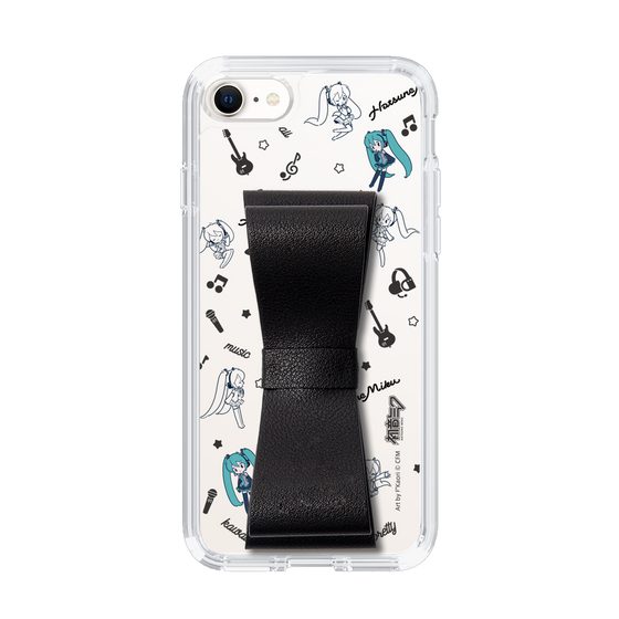 Slim Protection Case - STAND & RING RIBBON Black［ HATSUNE MIKU - Ribbon - Instrumental - Monochrome ］