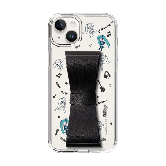 Slim Protection Case - STAND & RING RIBBON Black［ HATSUNE MIKU - Ribbon - Instrumental - Monochrome ］