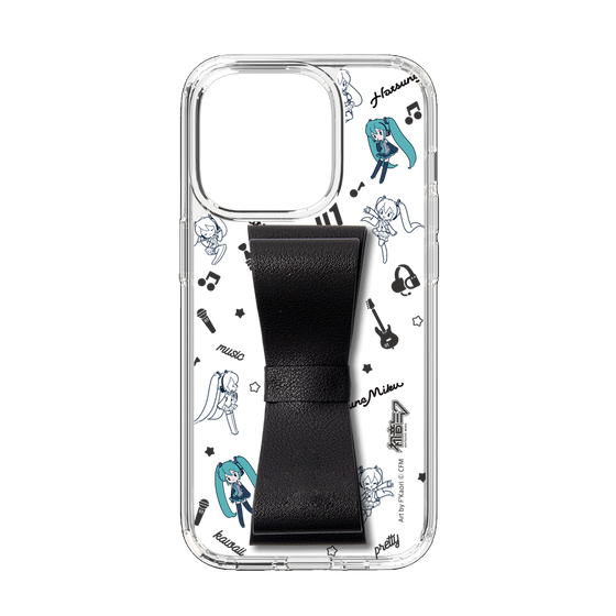 Slim Protection Case - STAND & RING RIBBON Black［ HATSUNE MIKU - Ribbon - Instrumental - Monochrome ］