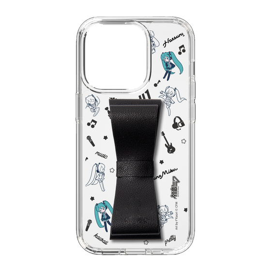Slim Protection Case - STAND & RING RIBBON Black［ HATSUNE MIKU - Ribbon - Instrumental - Monochrome ］