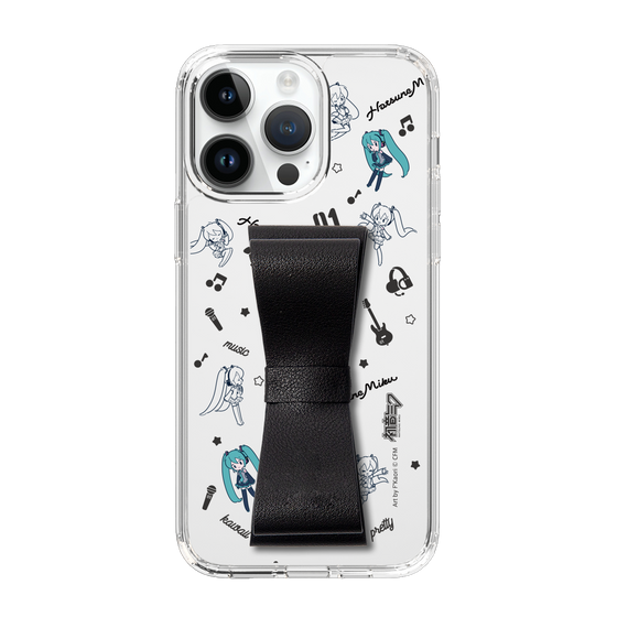 Slim Protection Case - STAND & RING RIBBON Black［ HATSUNE MIKU - Ribbon - Instrumental - Monochrome ］