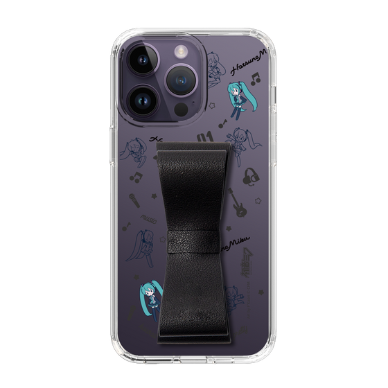 Slim Protection Case - STAND & RING RIBBON Black［ HATSUNE MIKU - Ribbon - Instrumental - Monochrome ］