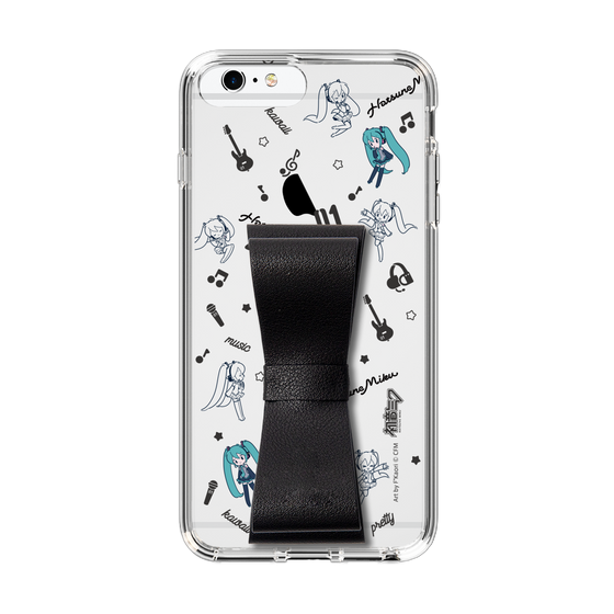 Slim Protection Case - STAND & RING RIBBON Black［ HATSUNE MIKU - Ribbon - Instrumental - Monochrome ］
