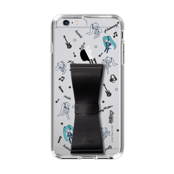 Slim Protection Case - STAND & RING RIBBON Black［ HATSUNE MIKU - Ribbon - Instrumental - Monochrome ］