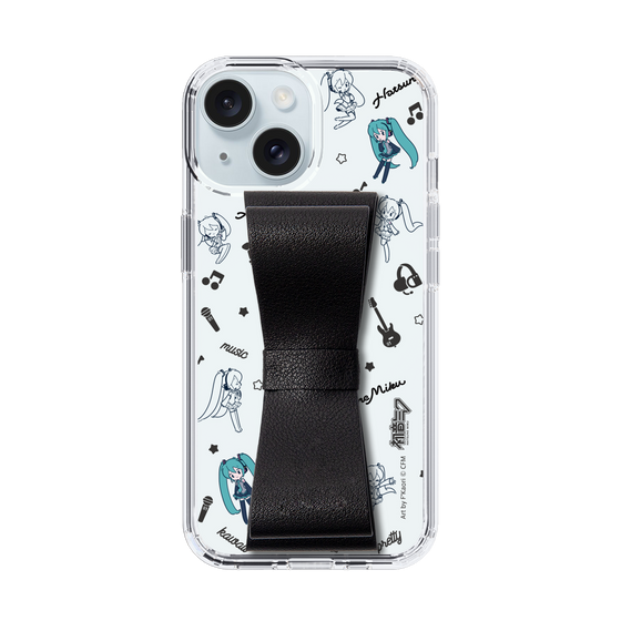 Slim Protection Case - STAND & RING RIBBON Black［ HATSUNE MIKU - Ribbon - Instrumental - Monochrome ］