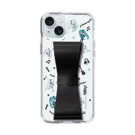 Slim Protection Case - STAND & RING RIBBON Black［ HATSUNE MIKU - Ribbon - Instrumental - Monochrome ］