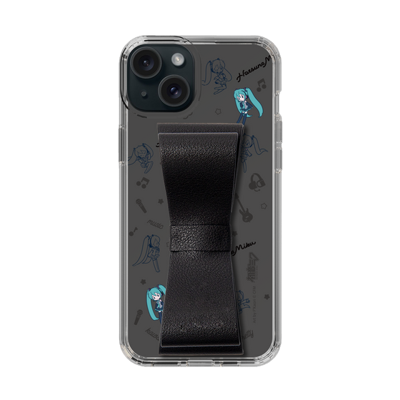 Slim Protection Case - STAND & RING RIBBON Black［ HATSUNE MIKU - Ribbon - Instrumental - Monochrome ］