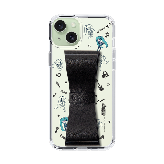 Slim Protection Case - STAND & RING RIBBON Black［ HATSUNE MIKU - Ribbon - Instrumental - Monochrome ］