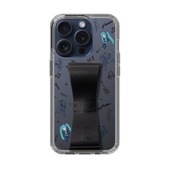 Slim Protection Case - STAND & RING RIBBON Black［ HATSUNE MIKU - Ribbon - Instrumental - Monochrome ］